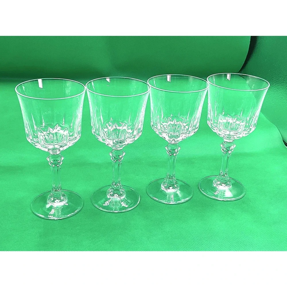 Vintage 1930s Crystal Wine Glass Set‎ of 4 - Perfect Condition